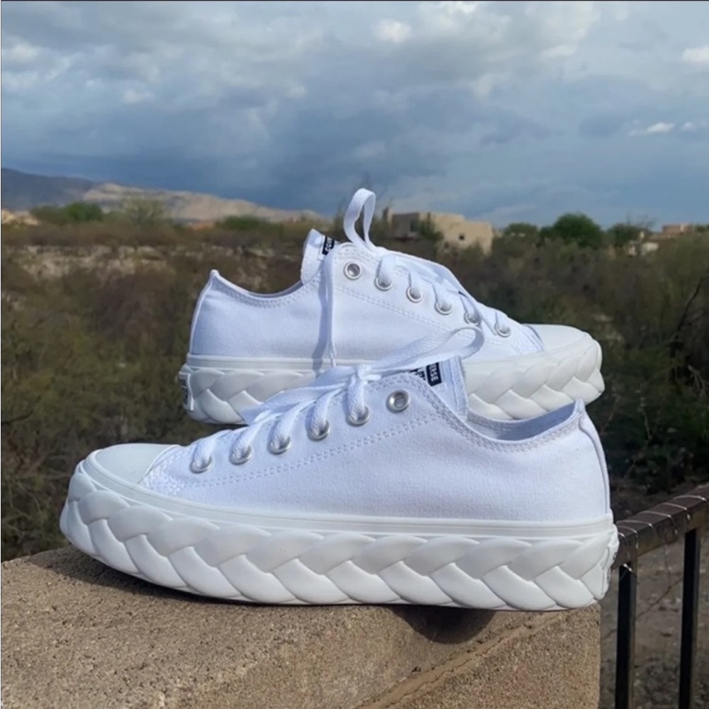 👟 New Cable Lift Converse CTAS OX Platform Braided Sole White Canvas Sneakers - Picture 6 of 15